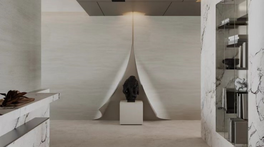 汕頭GRG折頁背景墻造型工程案例 汕頭GRG折頁背景墻造型工程案例